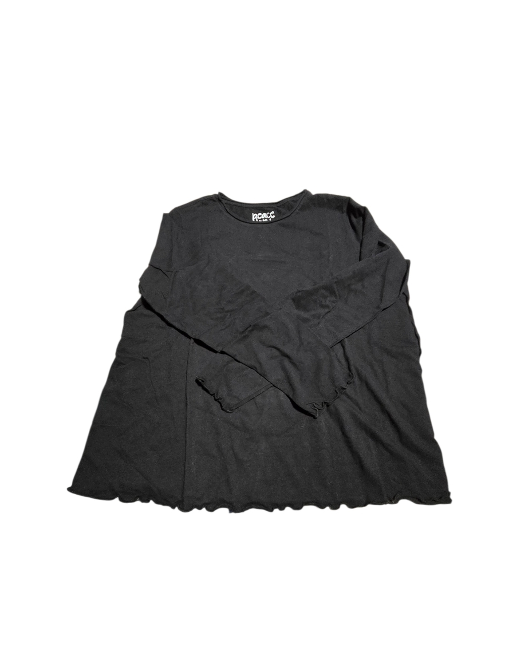 Peace Love World Black Lettuce-Edge Long Sleeve Top and Hem. 1X. New